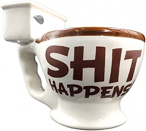 Shit Happens Toilet Coffee Mug With Poop Inside Holds 10 Ounces